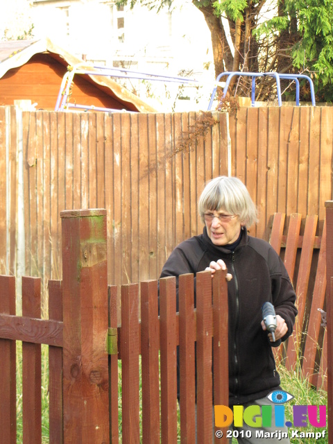SX17019 Machteld removing fences in garden